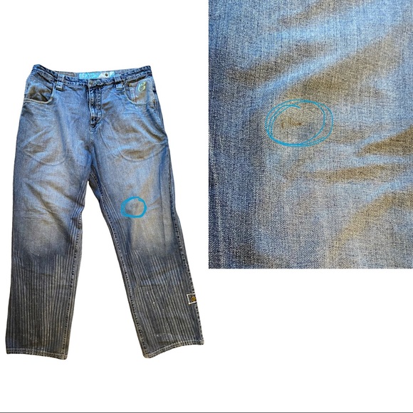 Rare RUFF RYDERS Denim Baggy Fit Jeans Mens Size 42 Logo Distressed DMX Hip Hop - Picture 7 of 13